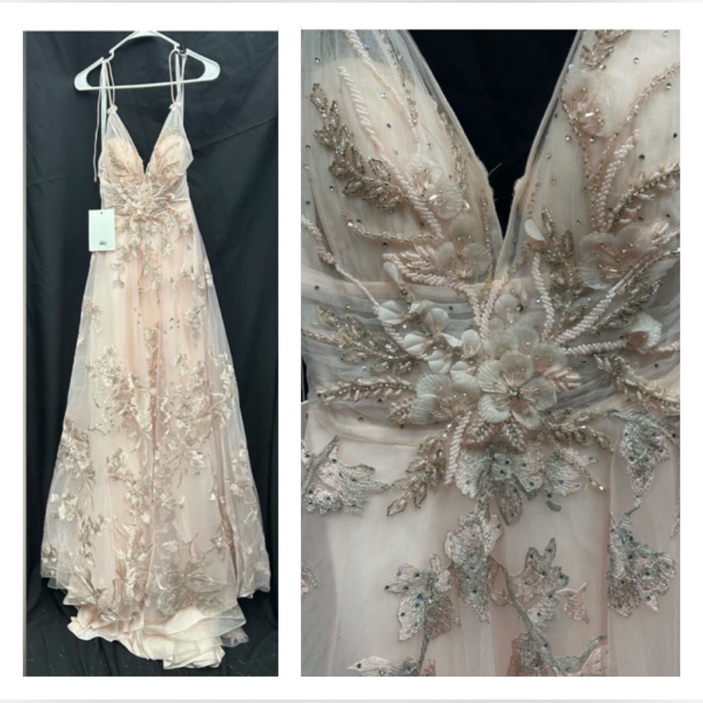 Mac Duggal 50638 NWT Elegant Floral Embellished Gown - One-of-a-Kind